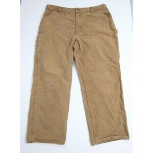 Carhartt Men's 40x30 Brown Canvas Dungaree Utility Work Duck Pants USA